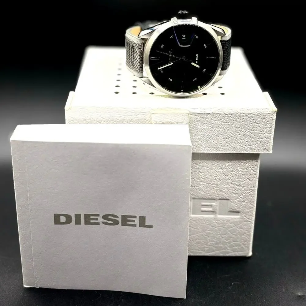 Diesel MS9 DZ1902 44mm Iridescent Black Nylon Strap Men’s Watch NIB